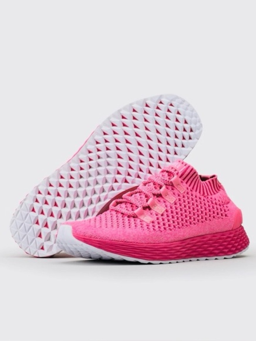NOBULL Allday Knit Easy-On Lace Up Everyday Grind Pink Running Shoes Sneakers 7